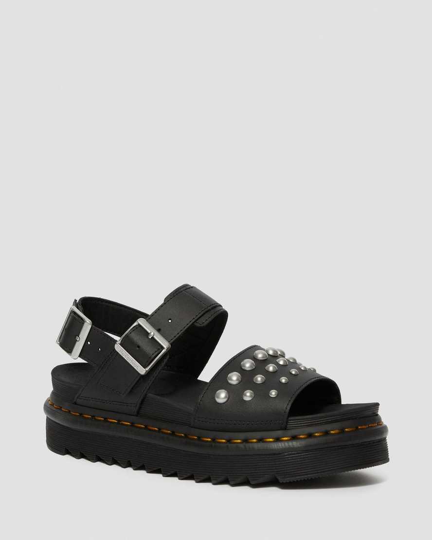 VOSS STUD BLACK HYDRO LEATHER SANDAL