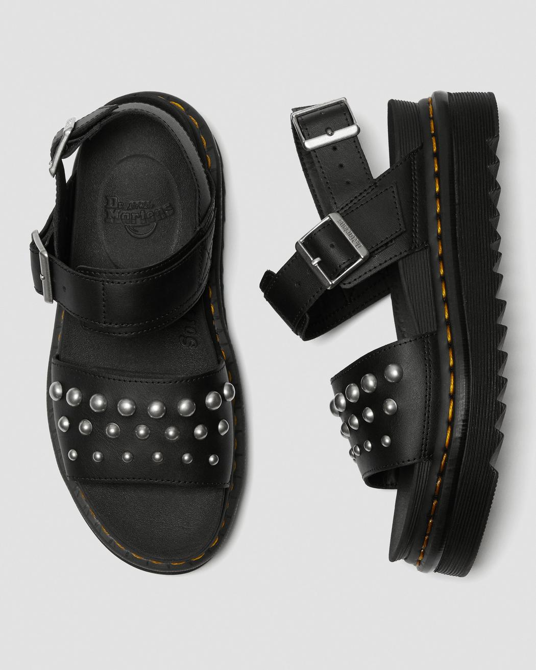 VOSS STUD BLACK HYDRO LEATHER SANDAL