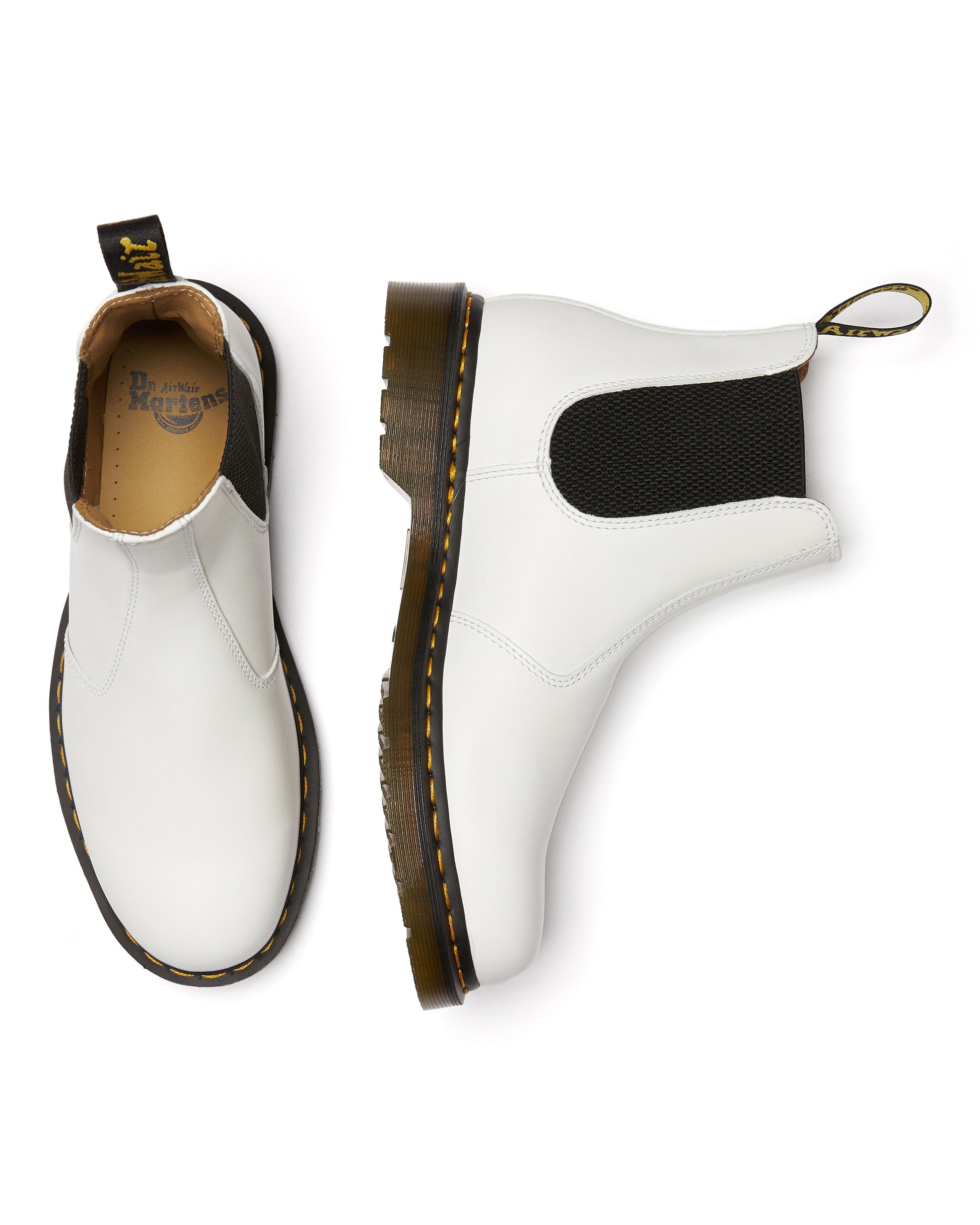 2976 WHITE YELLOW STITCH SMOOTH CHELSEA BOOT