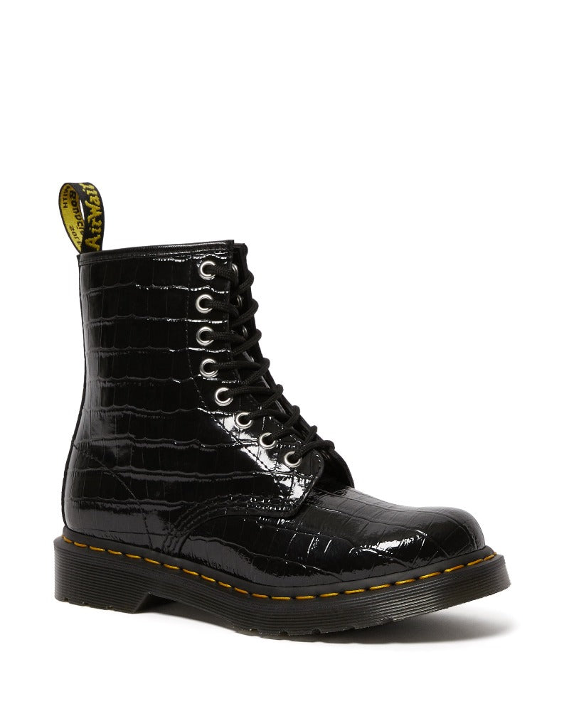 1460 PATENT CROCODILE PRINT BOOTS