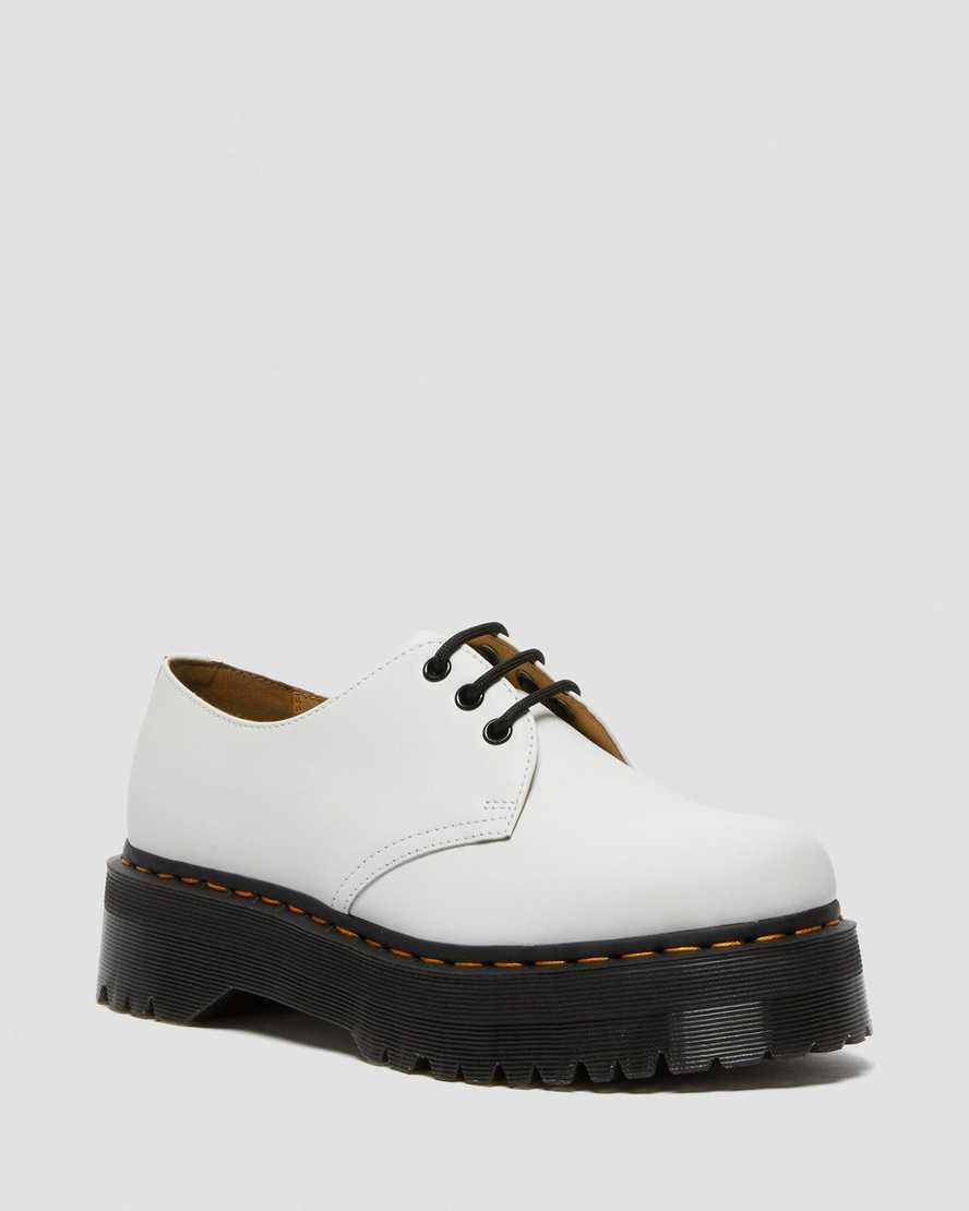 1461 White Quad Leather Platform Oxford1