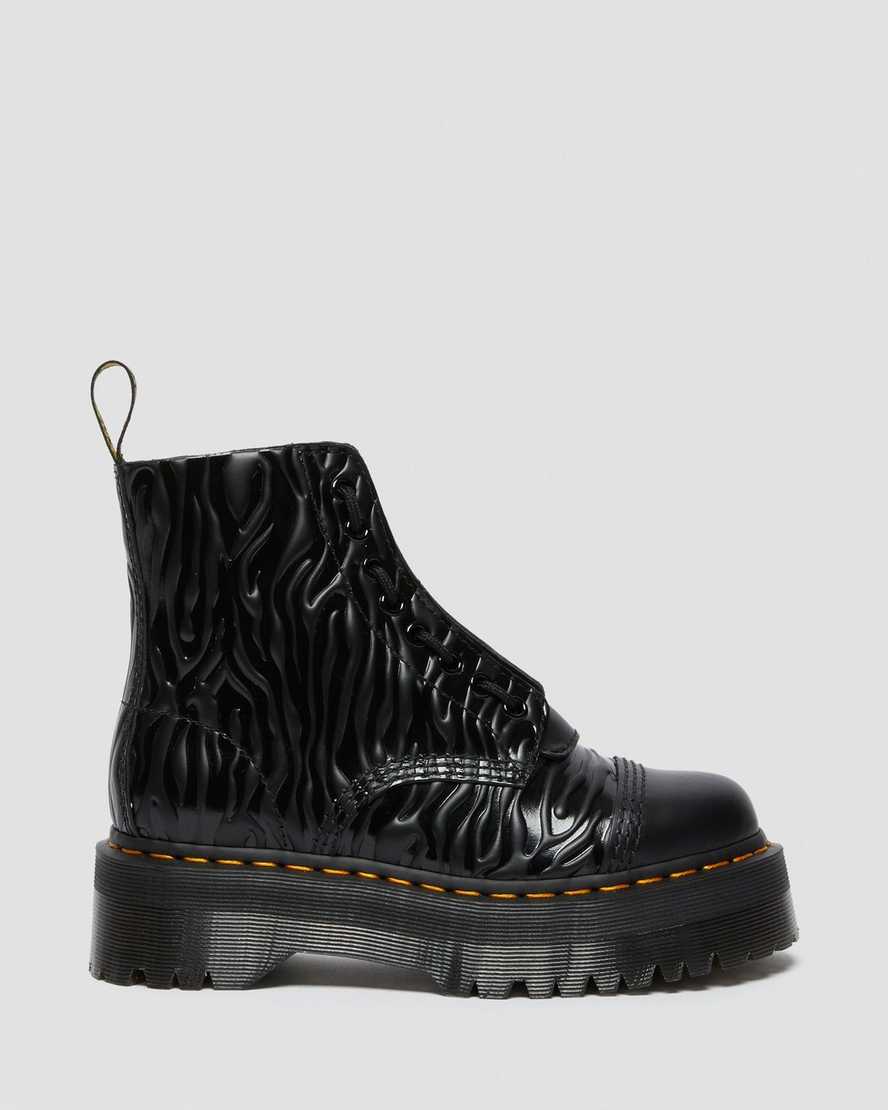 SINCLAIR ZEBRA EMBOSS SMOOTH LEATHER PLATFORM BOOTS