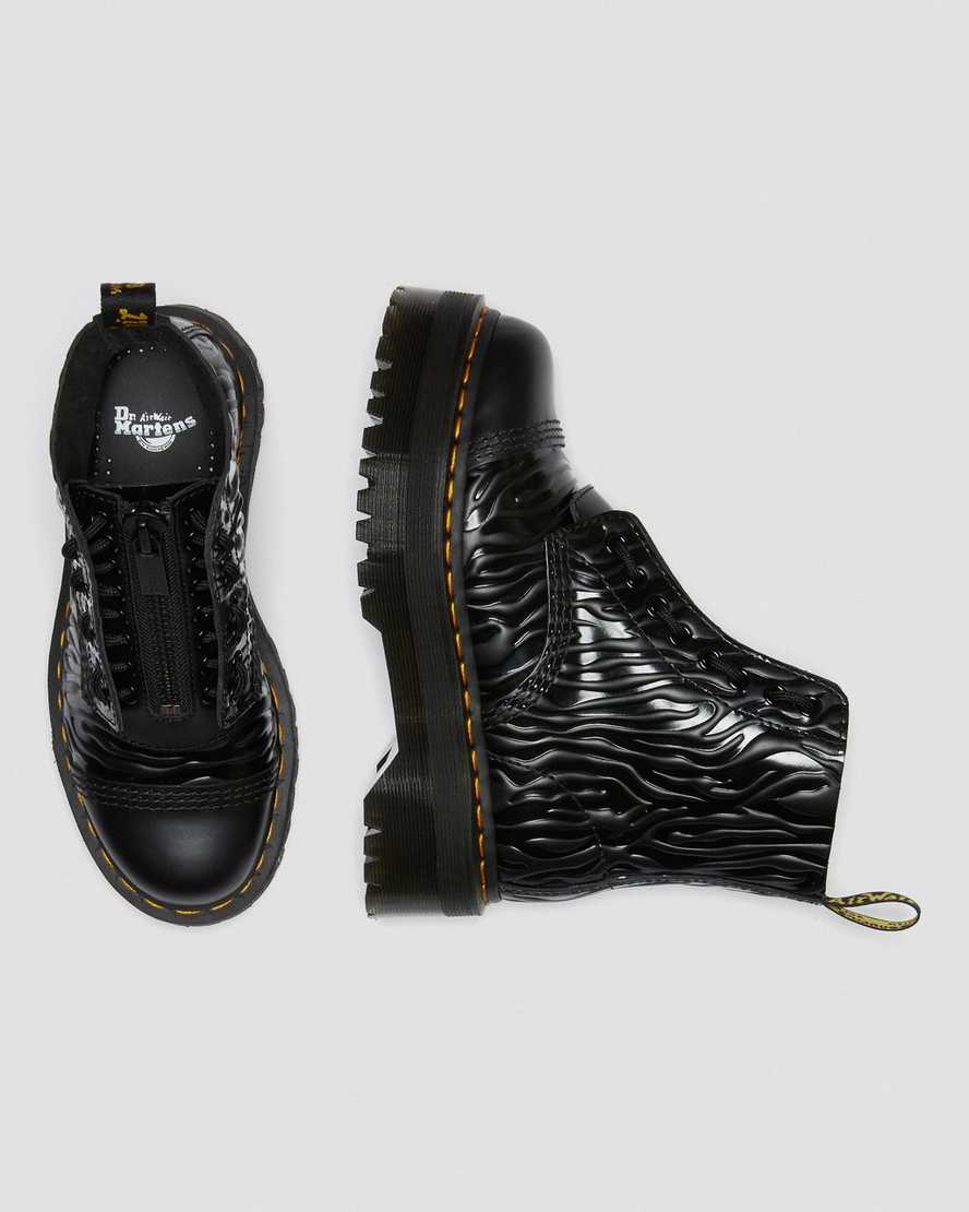 SINCLAIR ZEBRA EMBOSS SMOOTH LEATHER PLATFORM BOOTS