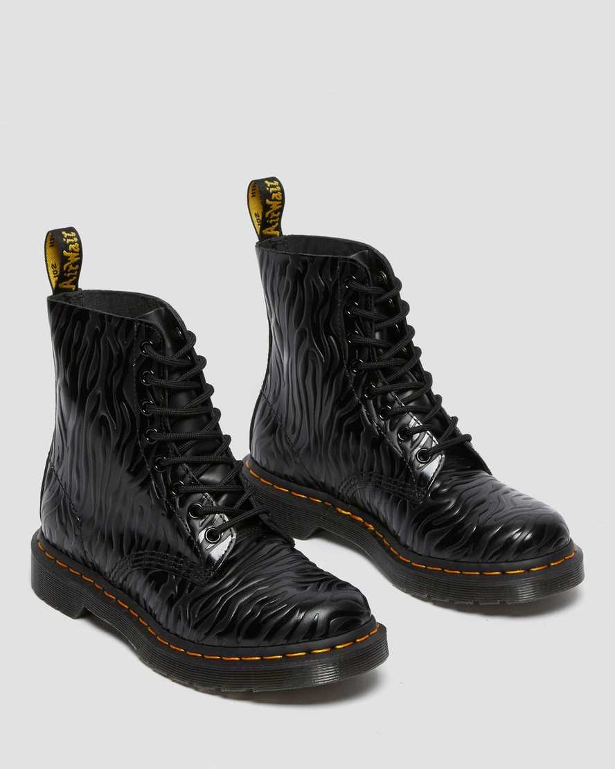 1460 PASCAL ZEBRA EMBOSS LEATHER LACE UP BOOTS