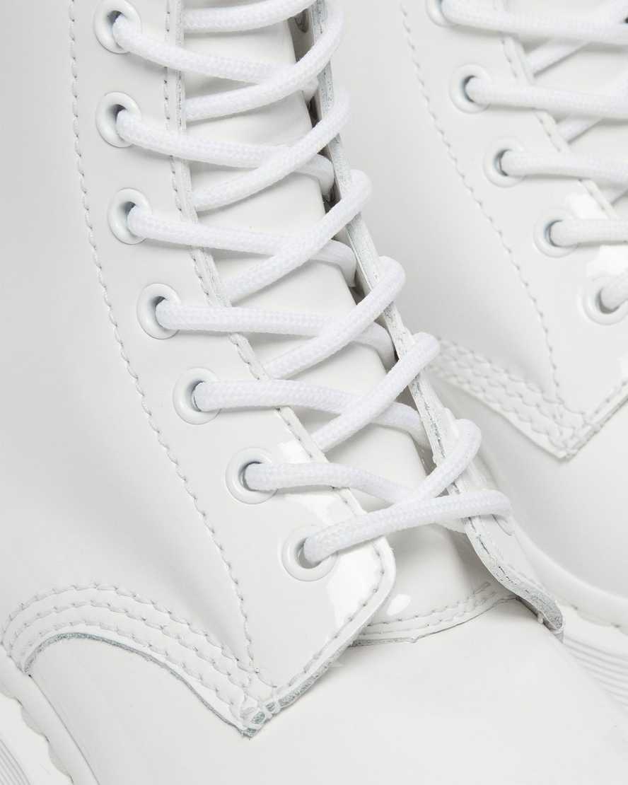 1460 MONO WHITE PATENT LEATHER LACE UP BOOTS