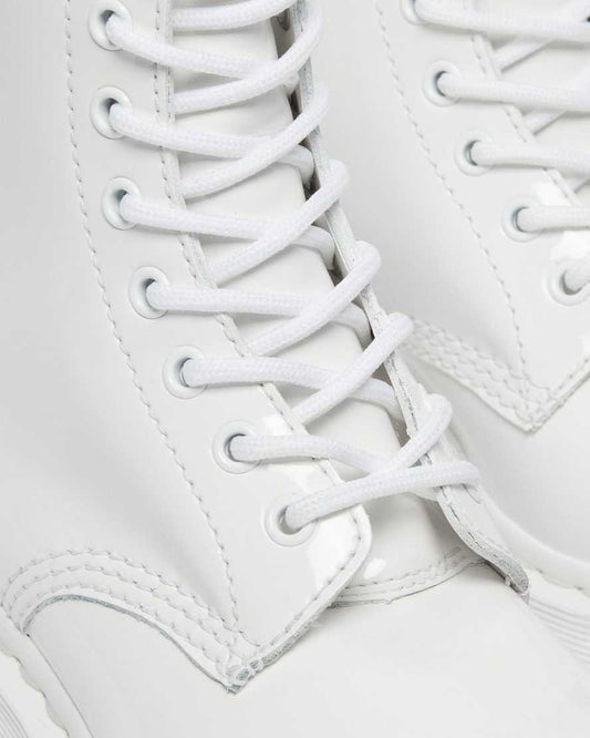 1460 MONO WHITE PATENT LEATHER LACE UP BOOTS