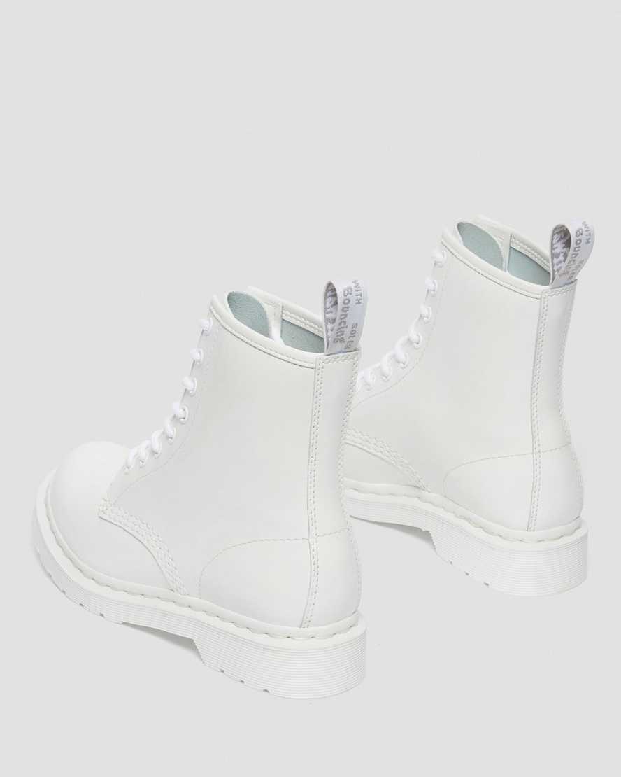 1460 MONO WHITE PATENT LEATHER LACE UP BOOTS