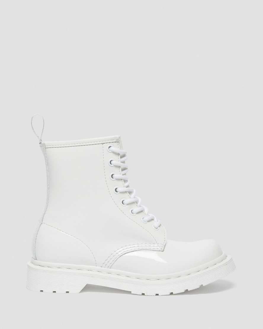 1460 MONO WHITE PATENT LEATHER LACE UP BOOTS