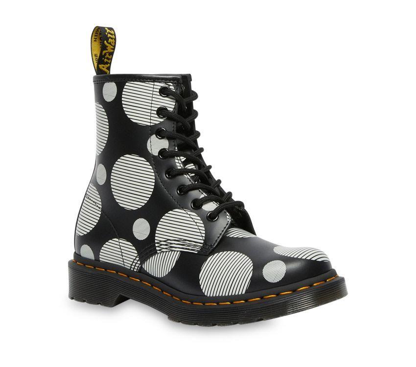 1460 BLACK+WHITE POLKA DOT SMOOTH BOOT