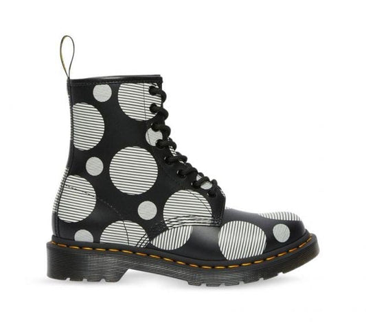 1460 BLACK+WHITE POLKA DOT SMOOTH BOOT