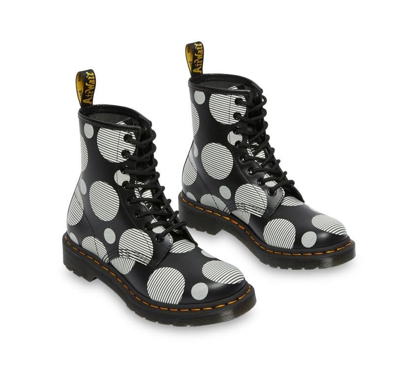 1460 BLACK+WHITE POLKA DOT SMOOTH BOOT