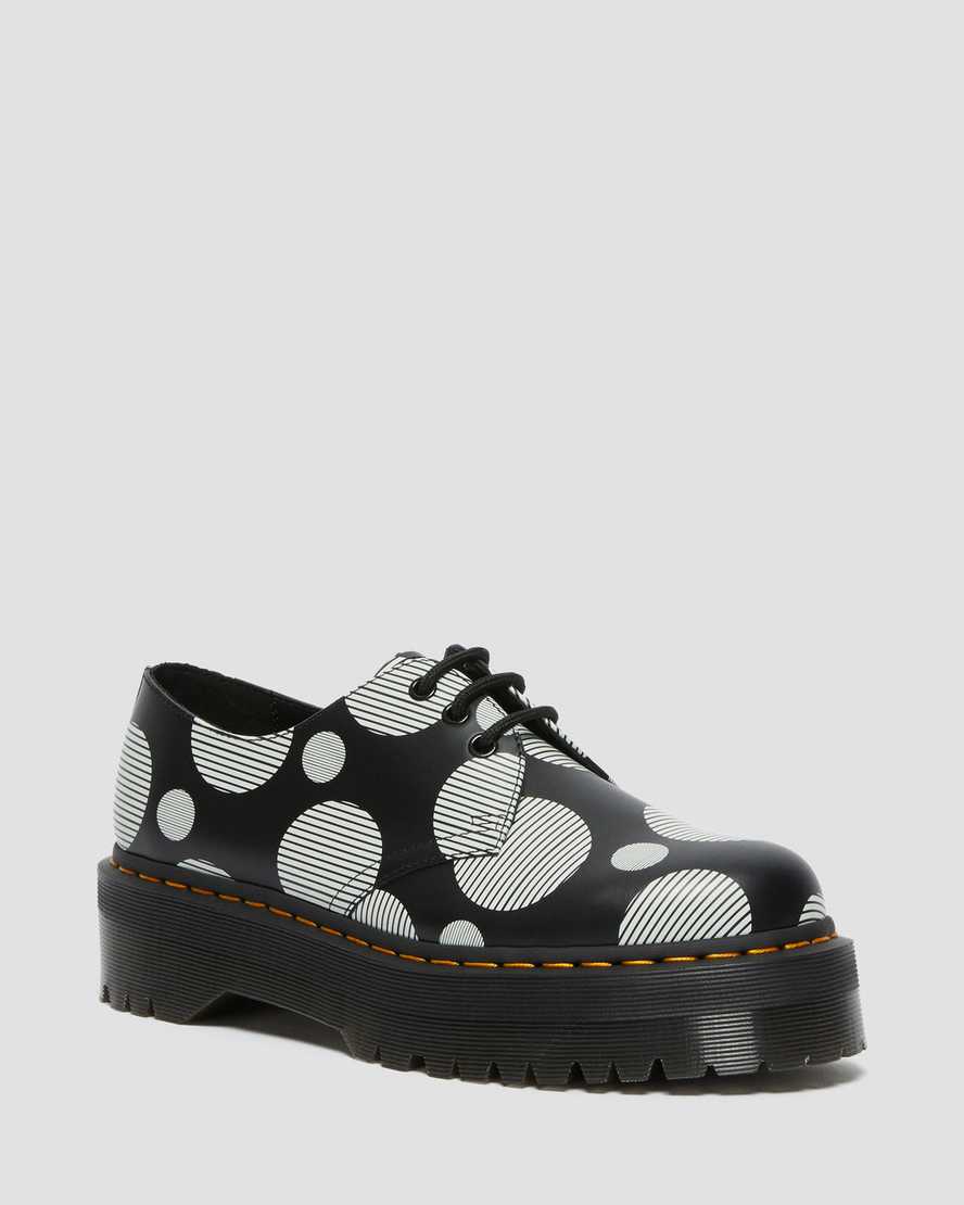 1461 BLACK+WHITE POLKA DOT SMOOTH LEATHER PLATFORM OXFORD