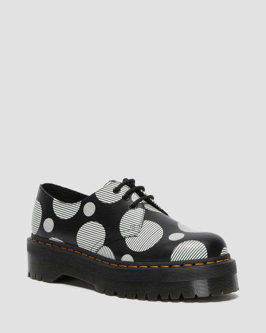 1461 BLACK+WHITE POLKA DOT SMOOTH LEATHER PLATFORM OXFORD