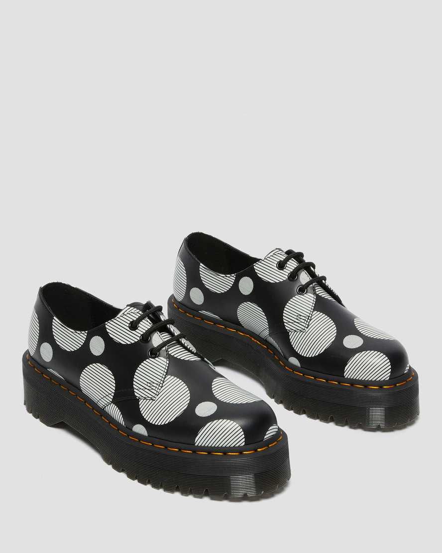 1461 BLACK+WHITE POLKA DOT SMOOTH LEATHER PLATFORM OXFORD