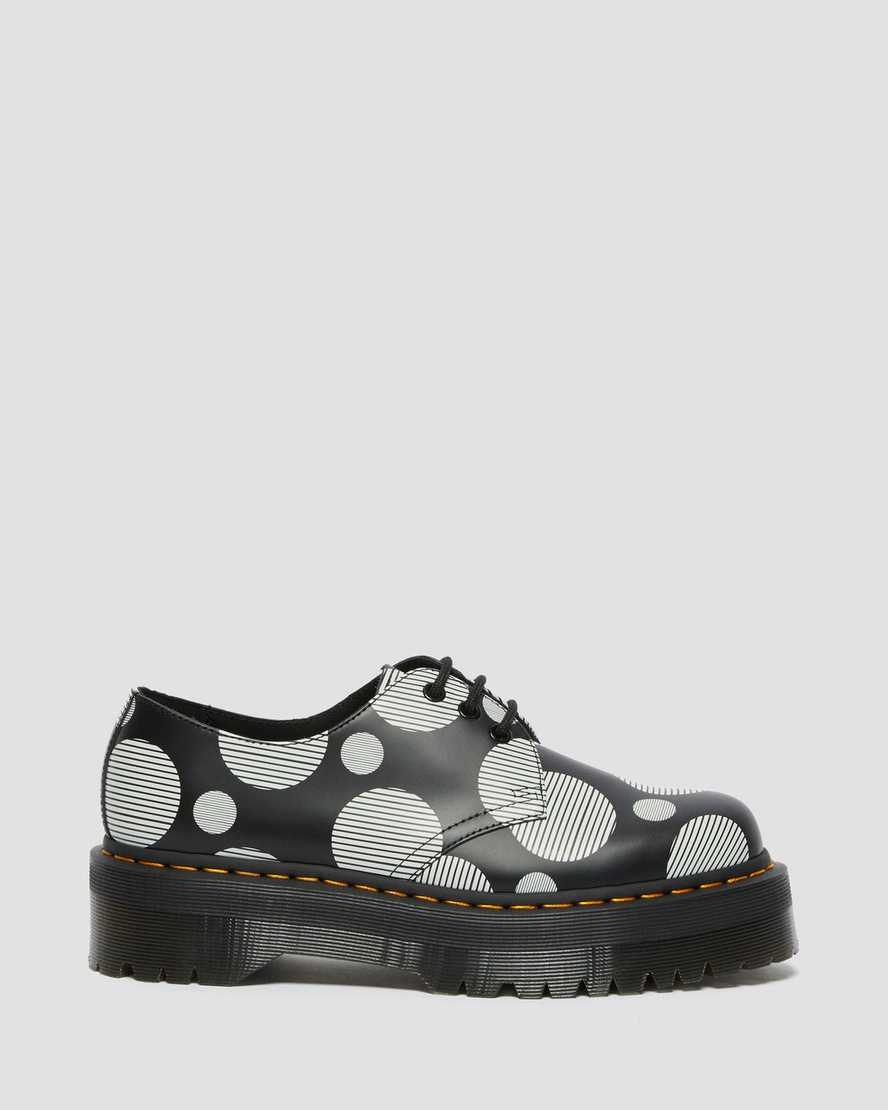 1461 BLACK+WHITE POLKA DOT SMOOTH LEATHER PLATFORM OXFORD