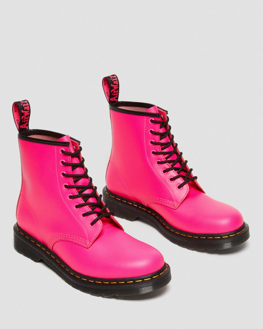 1460 CLASH PINK SMOOTH LEATHER LACE UP BOOTS