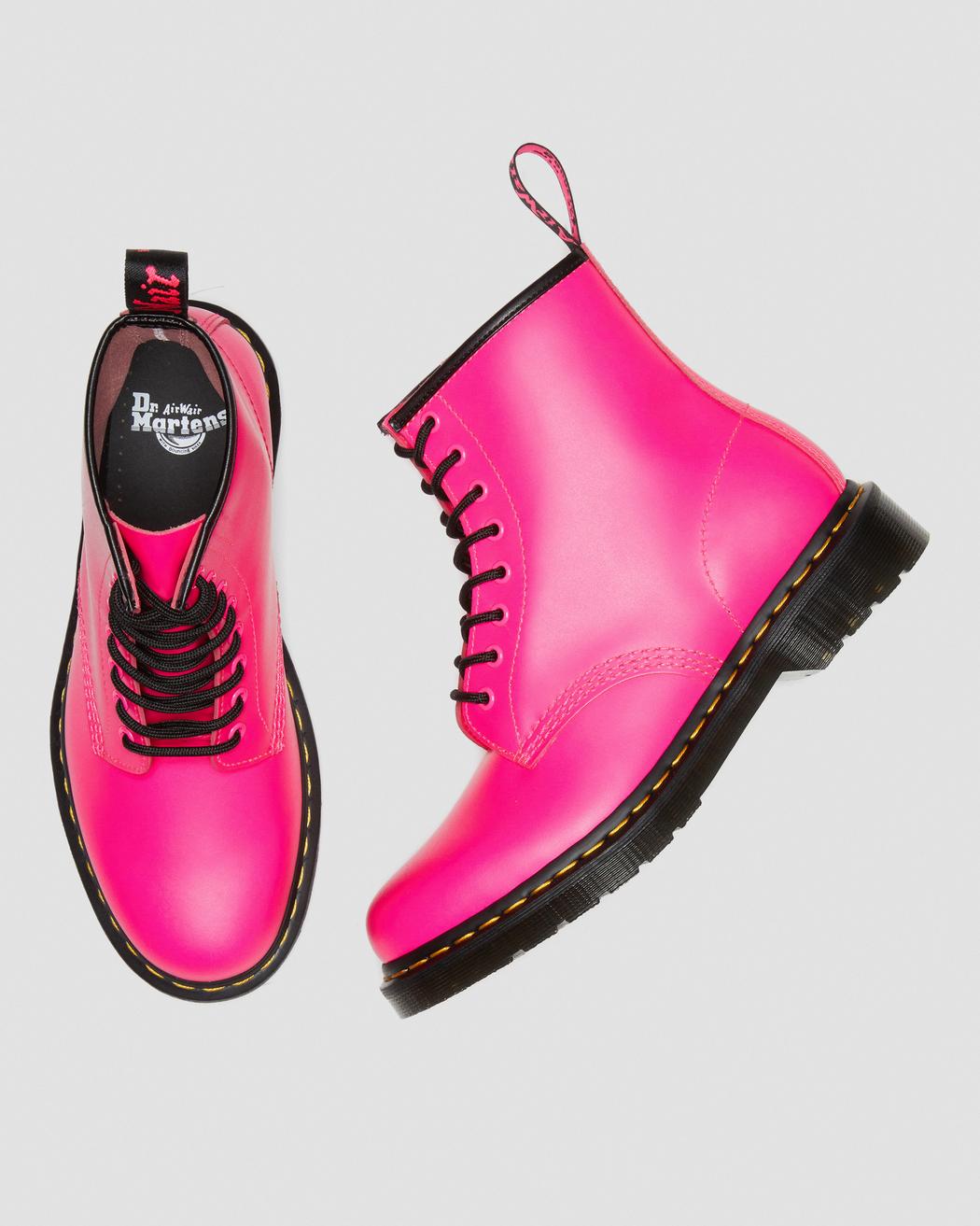 1460 CLASH PINK SMOOTH LEATHER LACE UP BOOTS