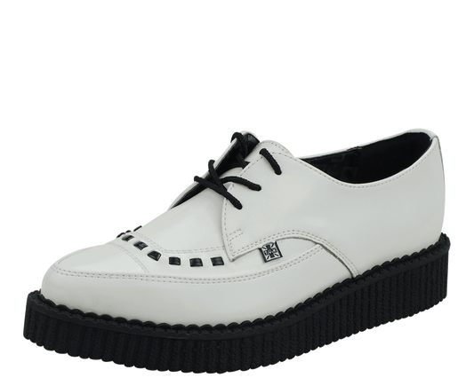 T.U.K MOST BASIC WHITE LEATHER POINTED TIE CREEPER