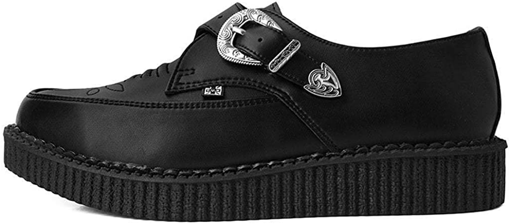 T.U.K BLACK WESTERN BUCKLE WRNKL POINTED CREEPER
