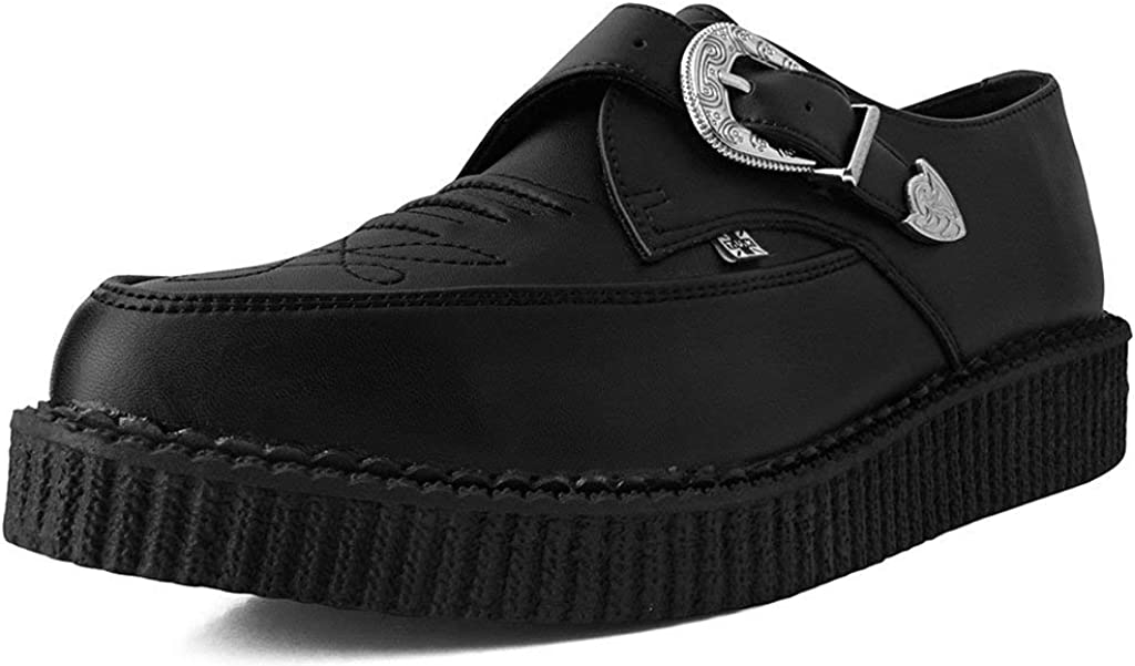 T.U.K BLACK WESTERN BUCKLE WRNKL POINTED CREEPER