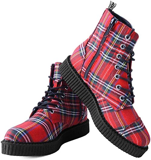 T.U.K RED TARTAN PU 71 CAP POINTED BOOT
