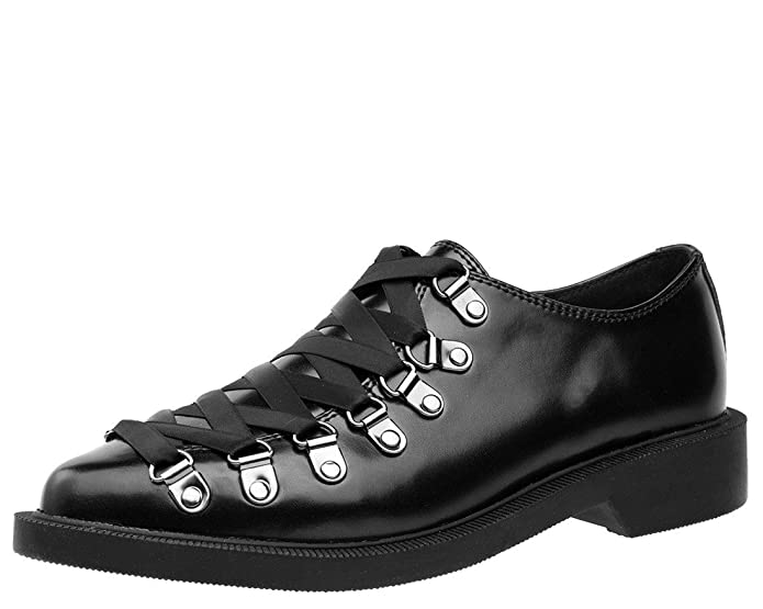 T.U.K BLACK LEATHER CORSET FRONT JAM SHOE