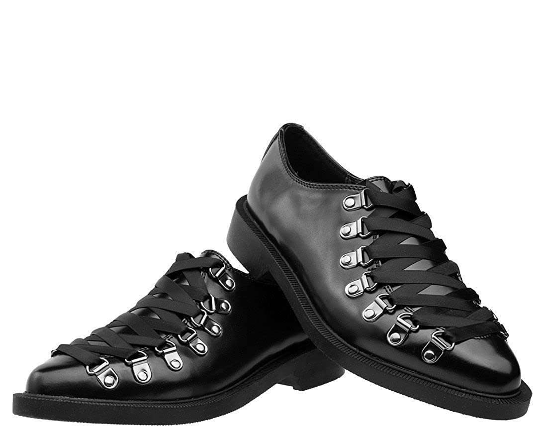 T.U.K BLACK LEATHER CORSET FRONT JAM SHOE