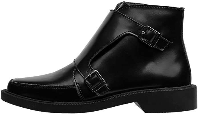 T.U.K BLACK LEATHER DBL BUCKLE JAM BOOT