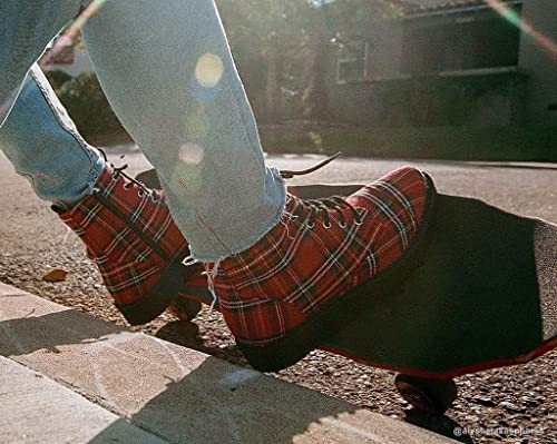 T.U.K RED TARTAN PU 71 CAP POINTED BOOT