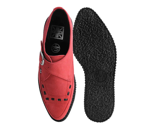 T.U.K RED SUEDE JOHNY BUCKLE POINTED CREEPER