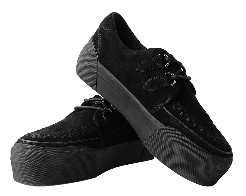 T.U.K. Black Suede Platform Creeper Sneaker