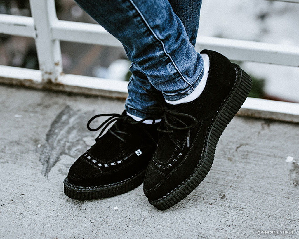 T.U.K BLACK TIE SUEDE POINTED CREEPER