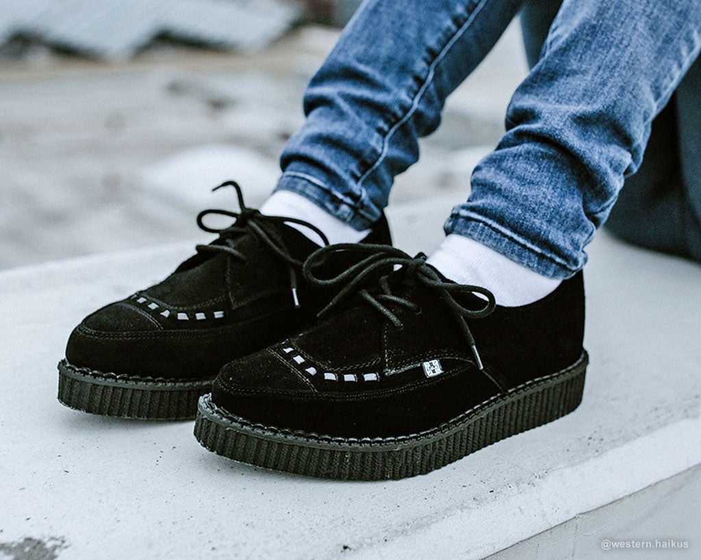 T.U.K BLACK TIE SUEDE POINTED CREEPER