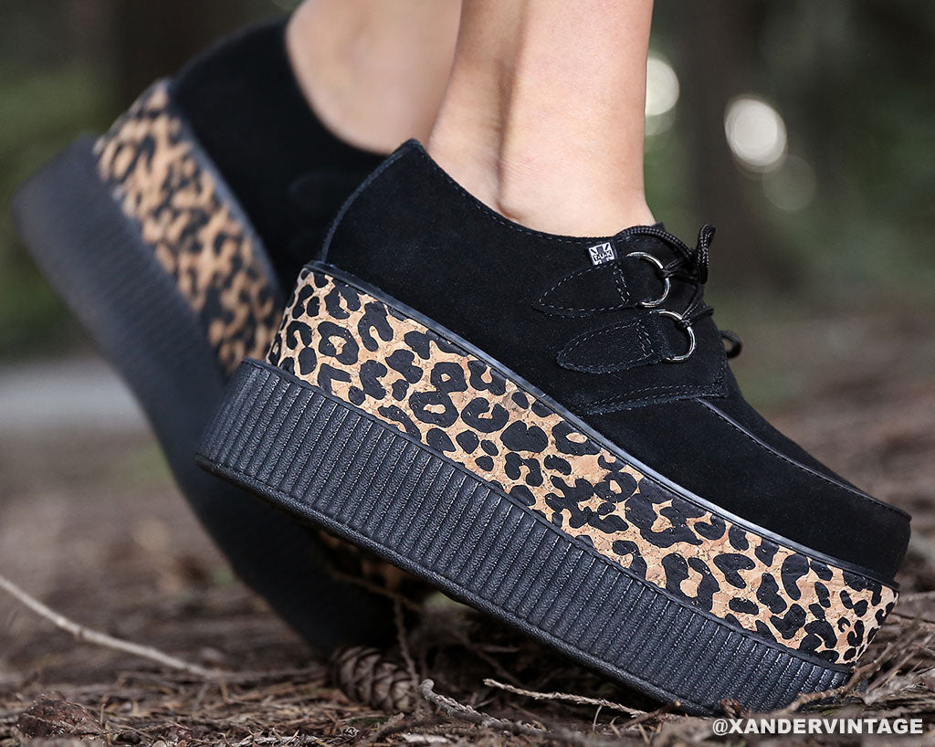 T.U.K BLACK SUEDE/LEOPARD 3x SOLE VIVA MONDO CREEPER