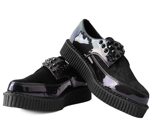 T.U.K BLACK GAS/FAUX HAIR BUCKLE POINTED CREEPER