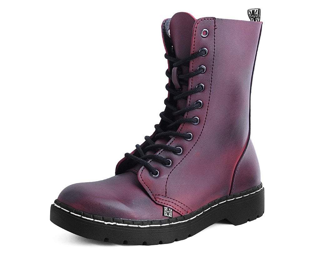 T.U.K BURGUNDY RUB 10 EYE BOOT