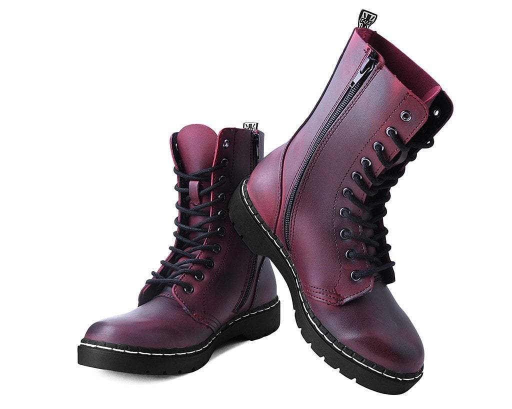 T.U.K BURGUNDY RUB 10 EYE BOOT