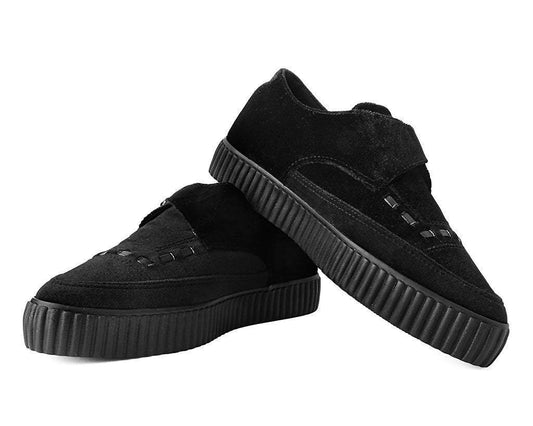 T.U.K BLACK VELVET MONK BUCKLE POINTED EZC CREEPER