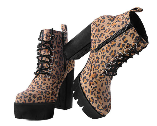 T.U.K Vegan Patent 6-Ring Bootie Platform Heel