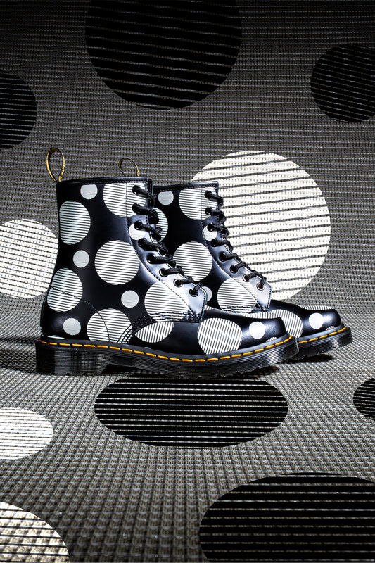 1460 BLACK+WHITE POLKA DOT SMOOTH BOOT