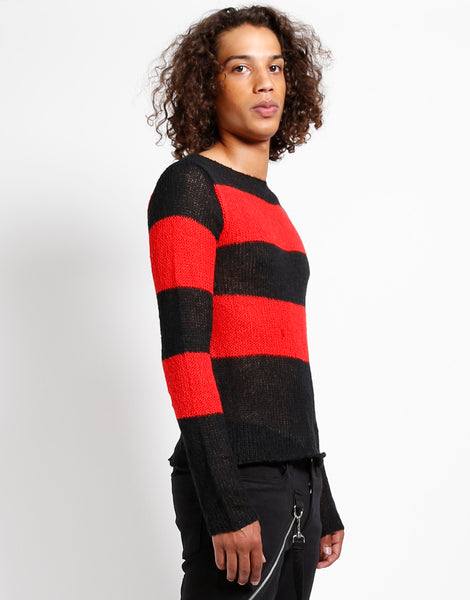 BLACK/ RED STRIPE SWEATER