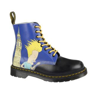 限定品Dr.Martens × Beavis and Butt-Head再お値下 1460 Pascal Beavis & Butthead Black/Blue London Print Lace Up Boot