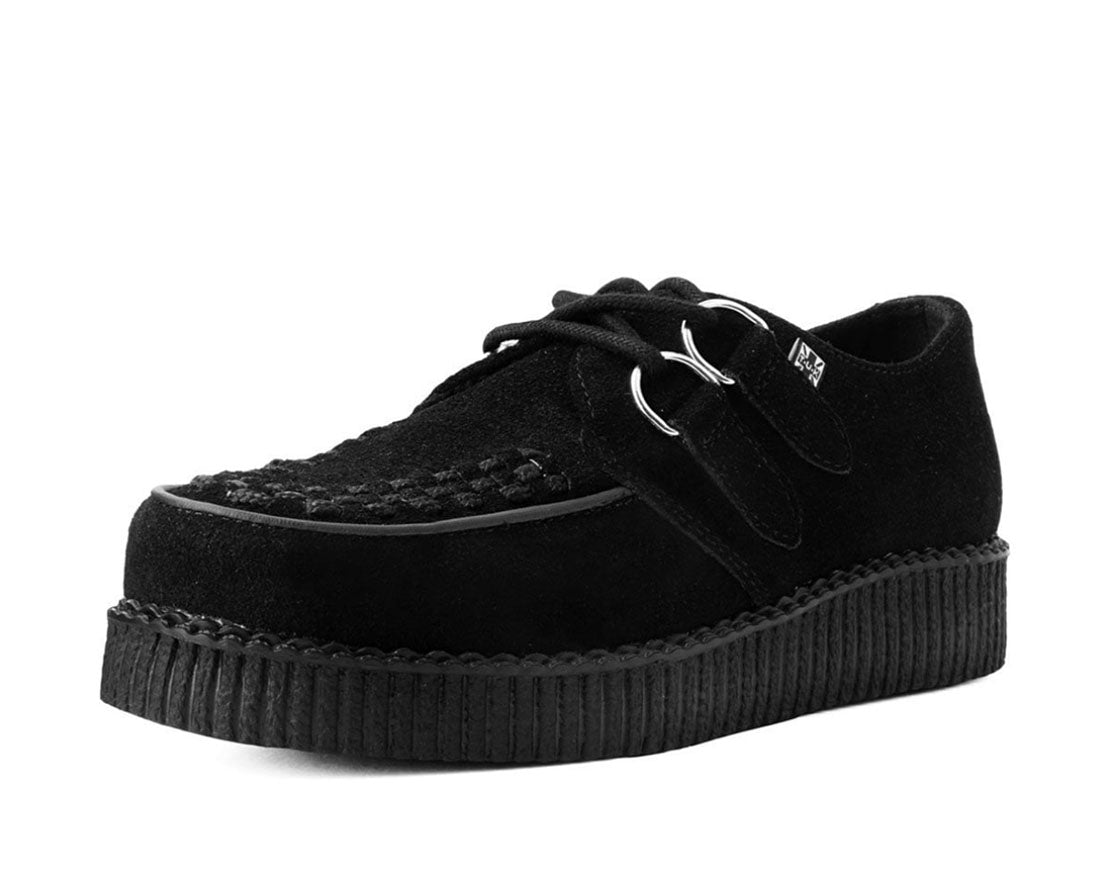 T.U.K BLACK SUEDE ROUND VIVA II LOW CREEPER