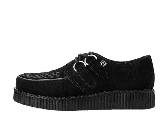 T.U.K BLACK SUEDE ROUND VIVA II LOW CREEPER