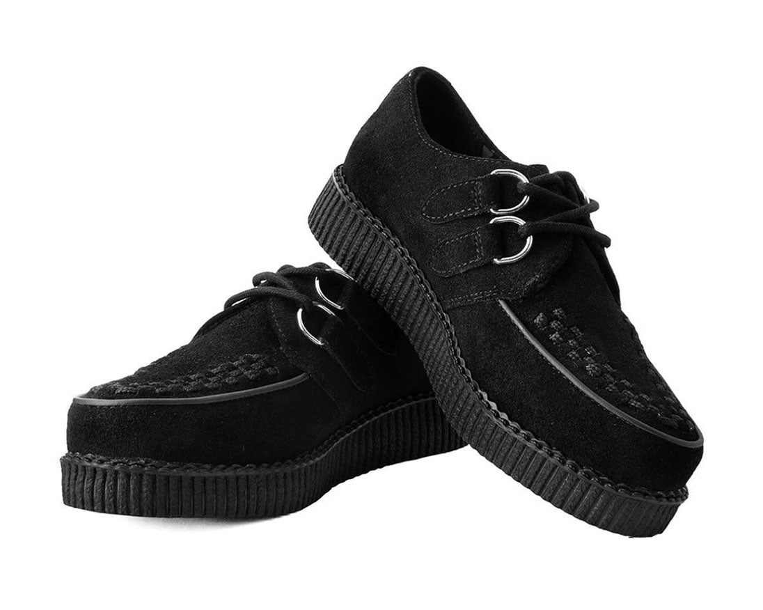 T.U.K BLACK SUEDE ROUND VIVA II LOW CREEPER