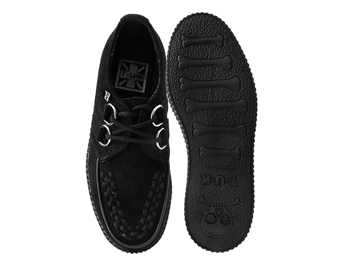 T.U.K BLACK SUEDE ROUND VIVA II LOW CREEPER