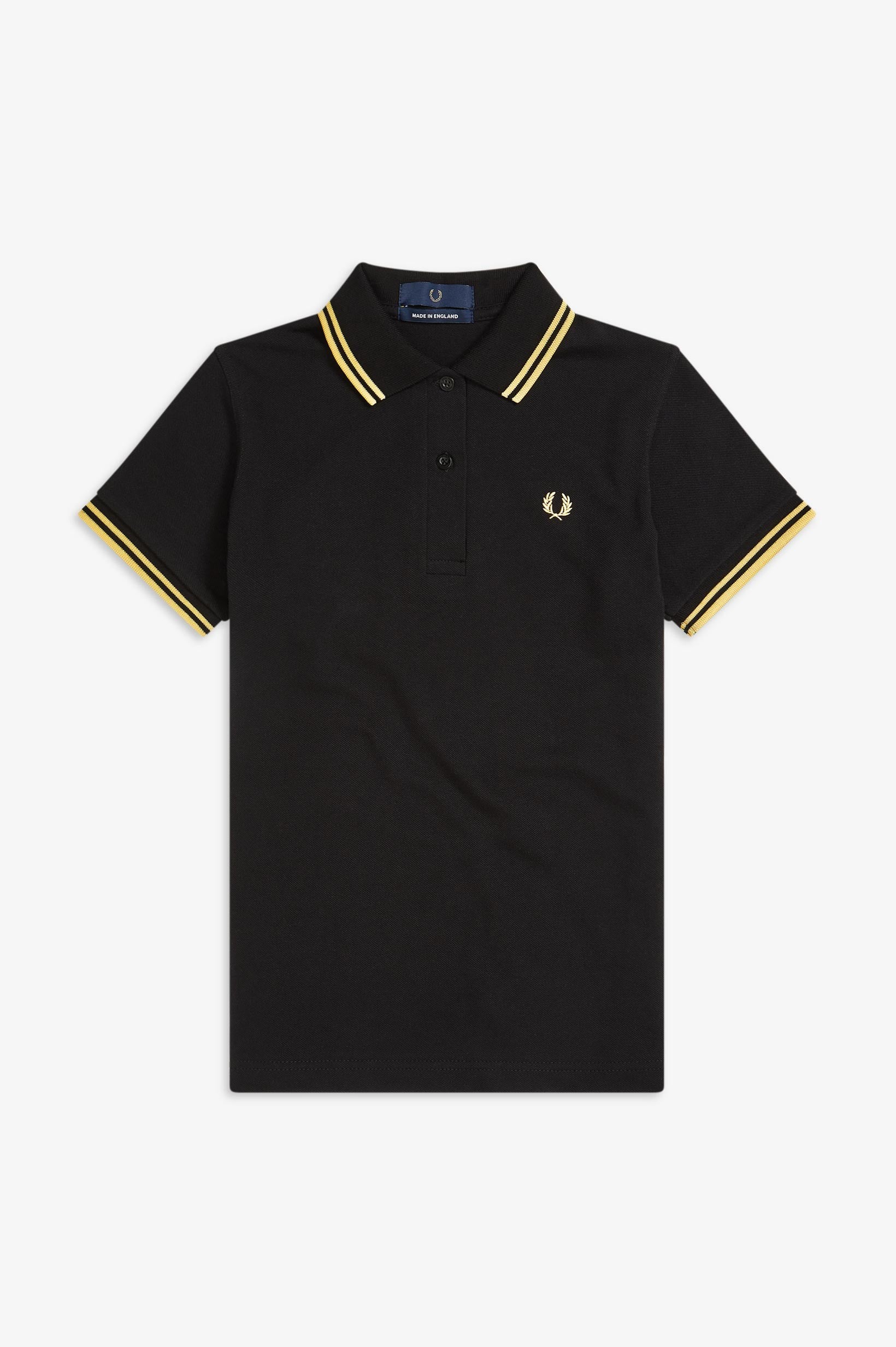 LADIES MADE IN ENGLAND FRED PERRY SHIRT (BLACK/CHAMPAGNE) – Posers