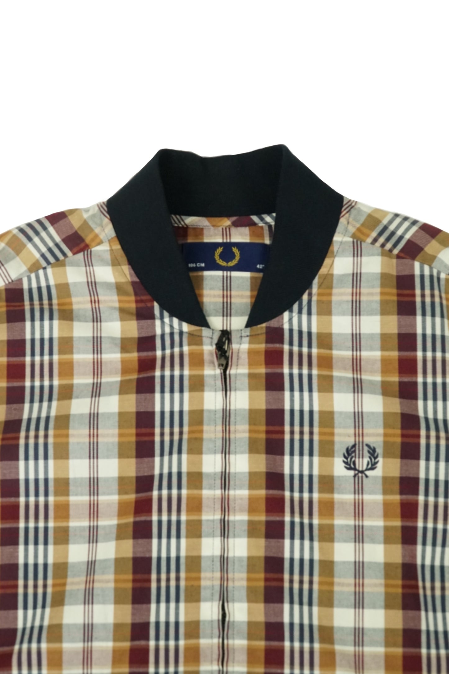 NAVY MADRAS CHECK TENNIS BOMBER