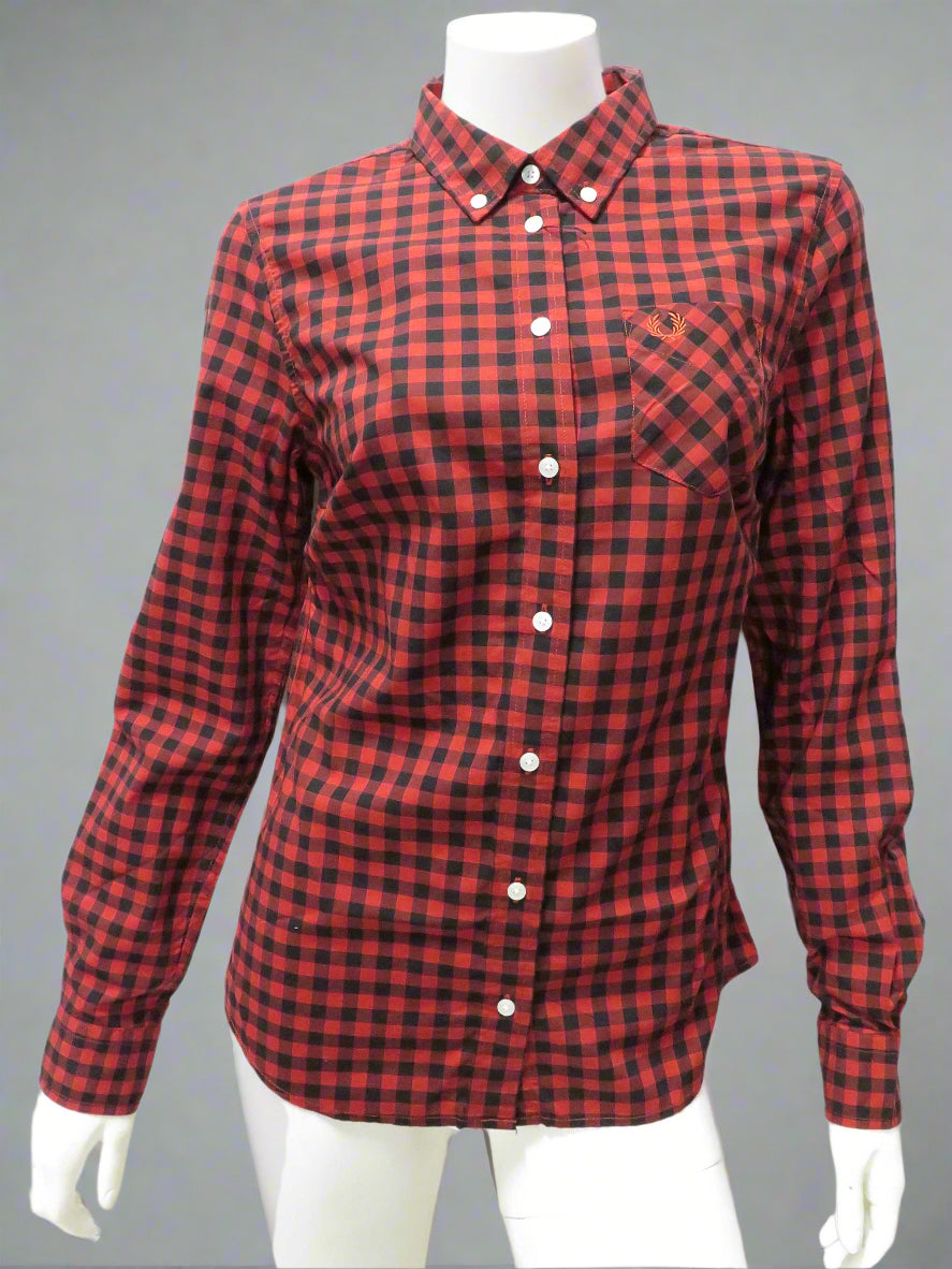 Gingham Button-Down L/S Shirt (rich rust)