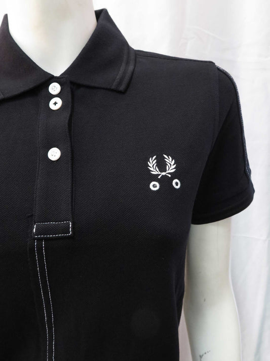 LADIES FRED PERRY x LE KILT CUT & SEW PIQUE SHIRT (BLACK)